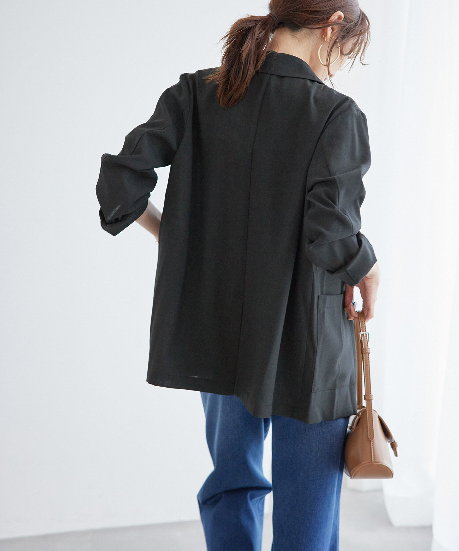 Rope&rsquo;Picnic「セットアップ対応/麻調シアーダブルテーラードジャケット/冷感・UVカット」|テーラードジャケット|