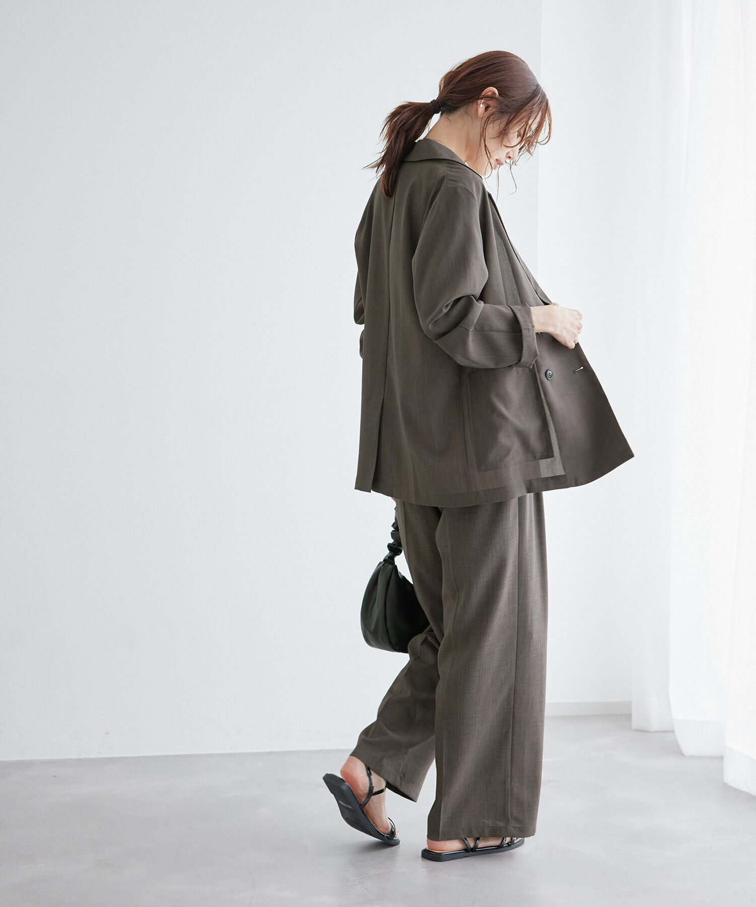 Rope&rsquo;Picnic「セットアップ対応/麻調シアーダブルテーラードジャケット/冷感・UVカット」|テーラードジャケット|