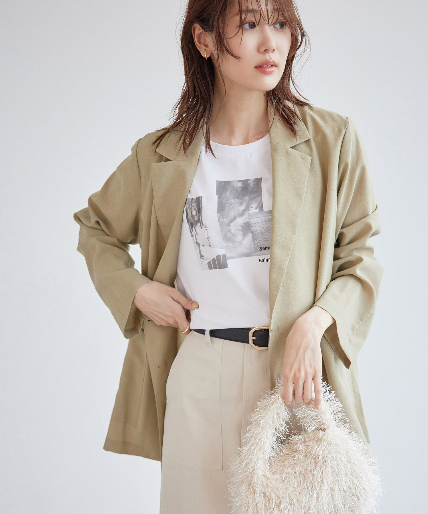 Rope&rsquo;Picnic「セットアップ対応/麻調シアーダブルテーラードジャケット/冷感・UVカット」|テーラードジャケット|ベージュ(27)