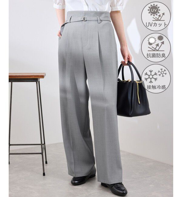 Rope&rsquo;Picnic「【抗菌防臭・接触冷感・UVカット】カナパハイウエストパンツ/セットアップ対応」|チノ|グレー(07)