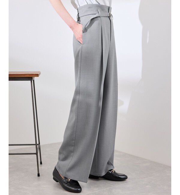 Rope&rsquo;Picnic「【抗菌防臭・接触冷感・UVカット】カナパハイウエストパンツ/セットアップ対応」|チノ|