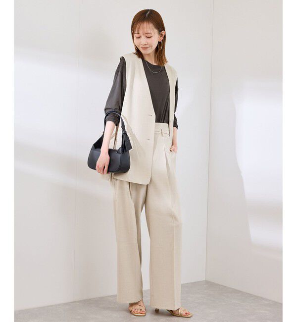 Rope&rsquo;Picnic「【抗菌防臭・接触冷感・UVカット】カナパハイウエストパンツ/セットアップ対応」|チノ|