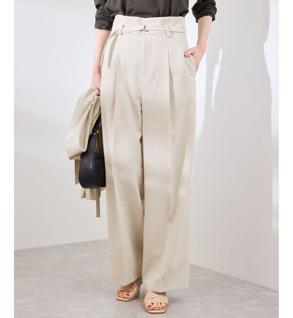 Rope&rsquo;Picnic「【抗菌防臭・接触冷感・UVカット】カナパハイウエストパンツ/セットアップ対応」|チノ|