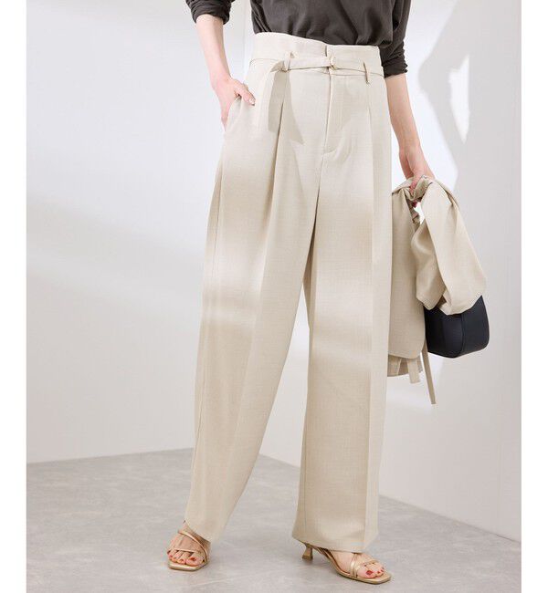 Rope&rsquo;Picnic「【抗菌防臭・接触冷感・UVカット】カナパハイウエストパンツ/セットアップ対応」|チノ|