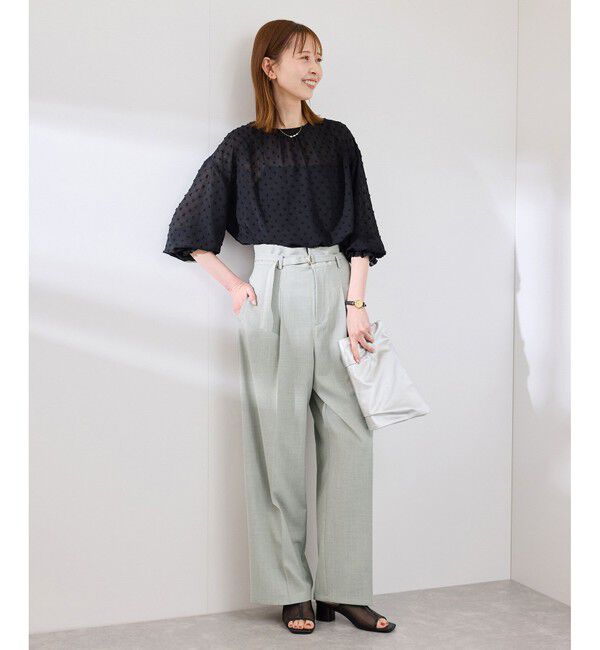 Rope&rsquo;Picnic「【抗菌防臭・接触冷感・UVカット】カナパハイウエストパンツ/セットアップ対応」|チノ|