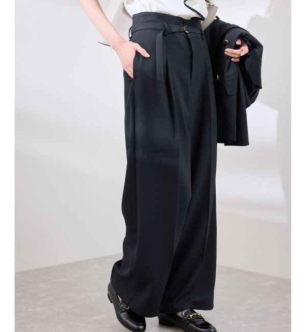 Rope&rsquo;Picnic「【抗菌防臭・接触冷感・UVカット】カナパハイウエストパンツ/セットアップ対応」|チノ|