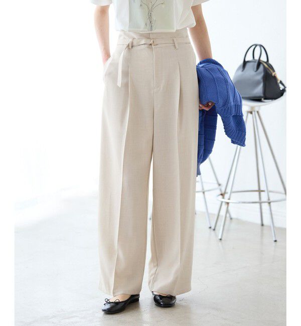 Rope&rsquo;Picnic「【抗菌防臭・接触冷感・UVカット】カナパハイウエストパンツ/セットアップ対応」|チノ|