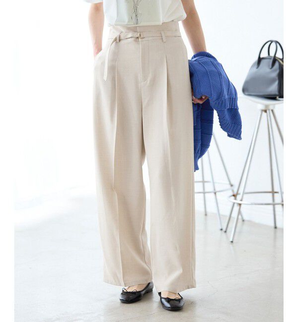 Rope&rsquo;Picnic「【抗菌防臭・接触冷感・UVカット】カナパハイウエストパンツ/セットアップ対応」|チノ|