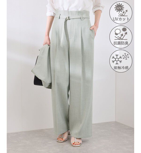 Rope&rsquo;Picnic「【抗菌防臭・接触冷感・UVカット】カナパハイウエストパンツ/セットアップ対応」|チノ|グリーンサブ(35)