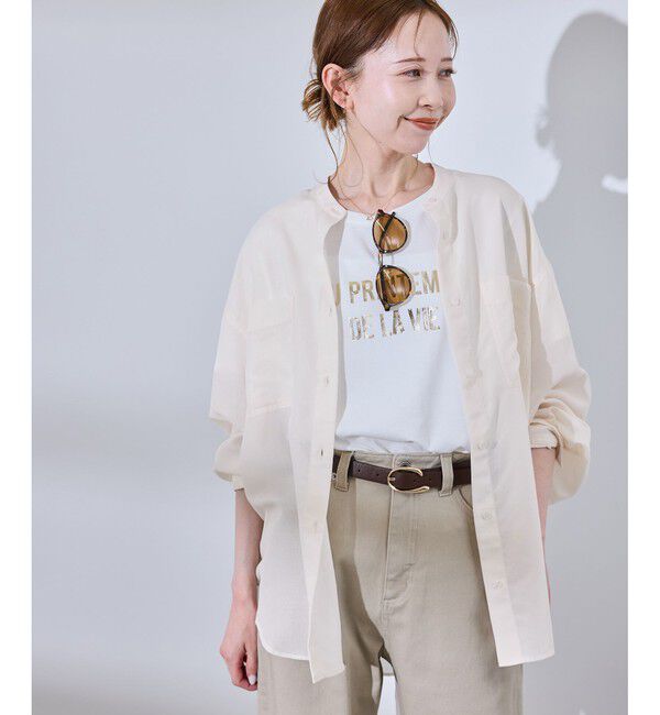 Rope&rsquo;Picnic「着丈が選べるバンドカラー無地シアーシャツ」|シャツ・ブラウス|