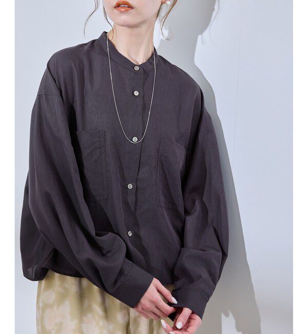 Rope&rsquo;Picnic「着丈が選べるバンドカラー無地シアーシャツ」|シャツ・ブラウス|