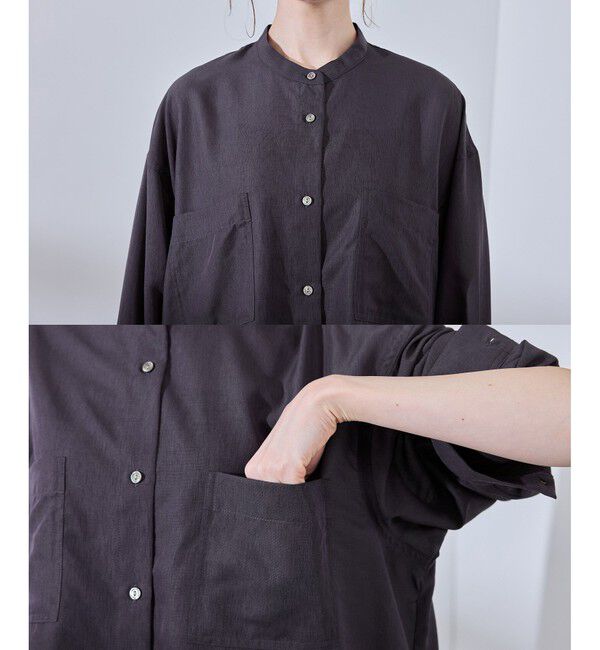 Rope&rsquo;Picnic「着丈が選べるバンドカラー無地シアーシャツ」|シャツ・ブラウス|