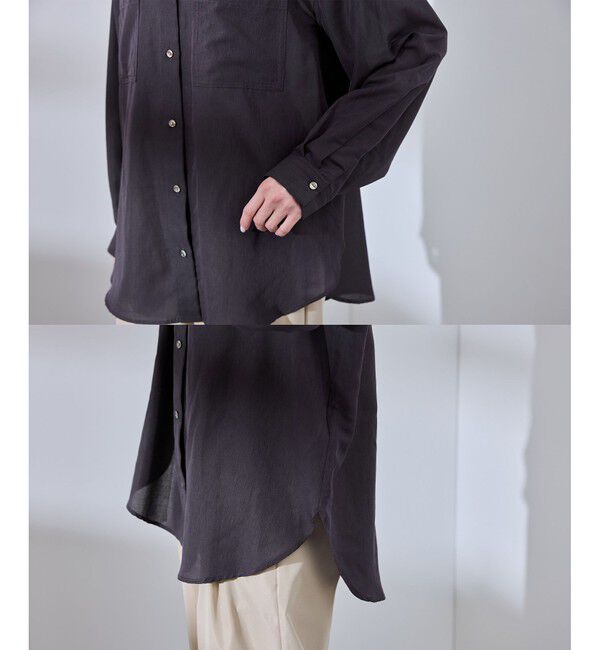 Rope&rsquo;Picnic「着丈が選べるバンドカラー無地シアーシャツ」|シャツ・ブラウス|