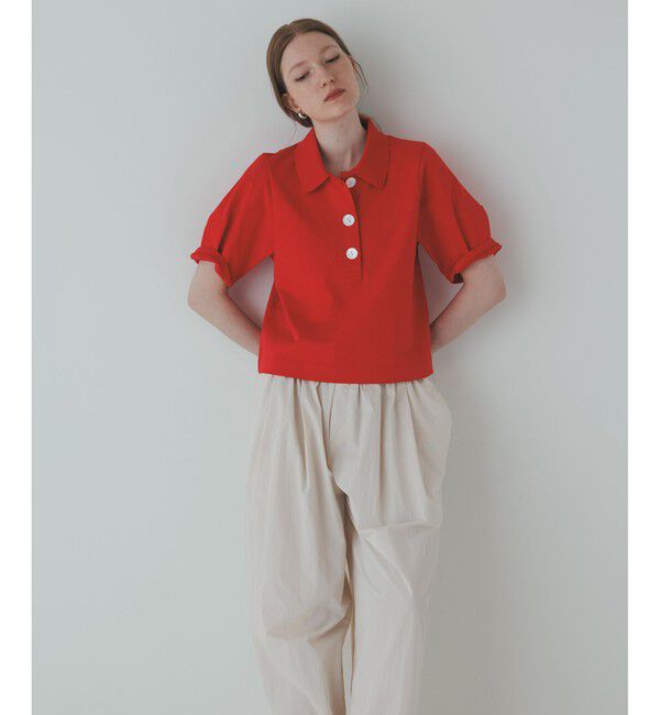 ADAM ET ROPE'「コクーンスリーブポロシャツ」|ポロシャツ|レッド(60)