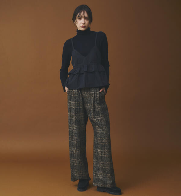 LE GLAZIK「LE GLAZIK | ツイードチェック 2タックパンツ WOMEN」|チノ|