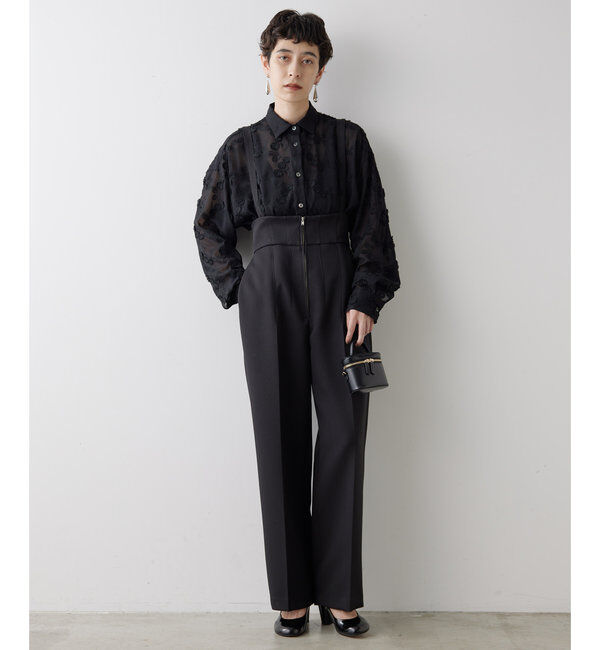  「サスペンダーハイウエストパンツ」|チノ|ブラック