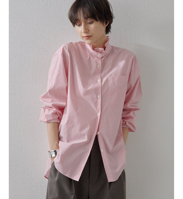  「ネックギャザーシャツ」|シャツ・ブラウス|レッド