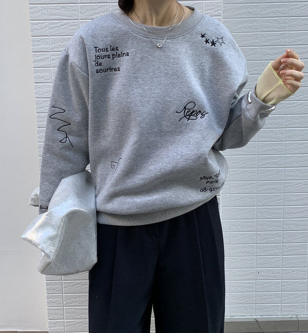  「【新色追加/WEB限定】ランダム刺繍プルオーバー」|Tシャツ・カットソー|