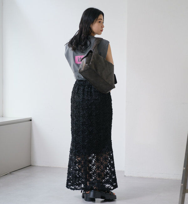  「【WEB限定/ウエストゴム/ペチコート付き】フラワーシアースカート」|スカート|