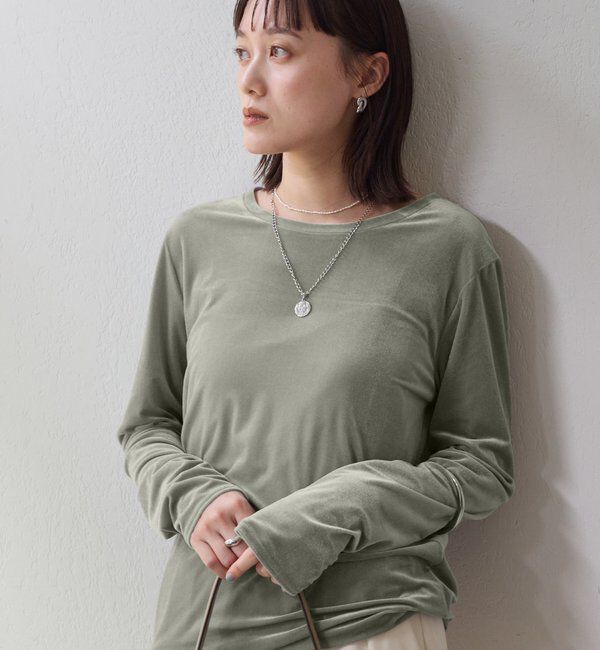  「【1枚でも様になる】シアーベロアロンT」|Tシャツ・カットソー|