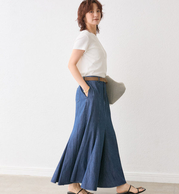  「【MONN.:.(モン)】ライトデニムマキシスカート」|スカート|