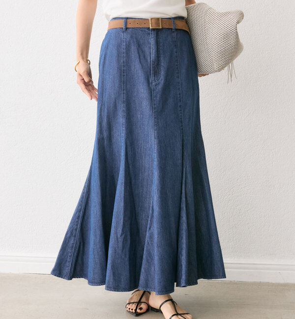  「【MONN.:.(モン)】ライトデニムマキシスカート」|スカート|