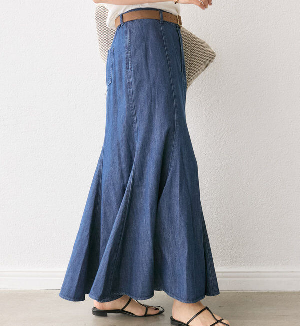  「【MONN.:.(モン)】ライトデニムマキシスカート」|スカート|
