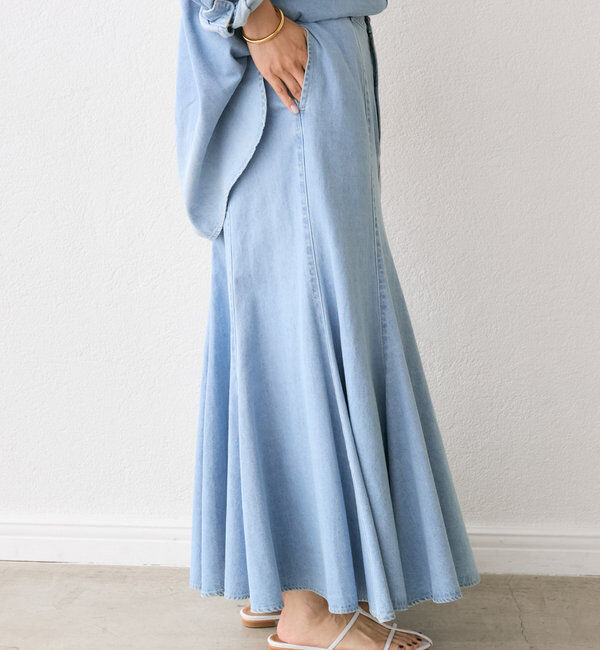  「【MONN.:.(モン)】ライトデニムマキシスカート」|スカート|