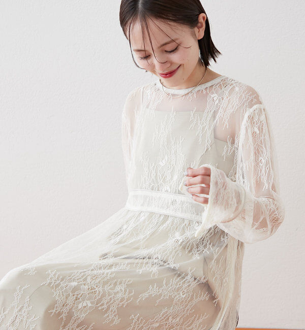  「[森川企画]パイピングレースキャミワンピースSET」|ワンピース|