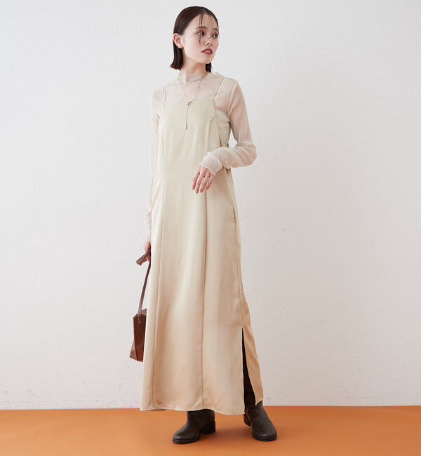  「[森川企画]パイピングレースキャミワンピースSET」|ワンピース|