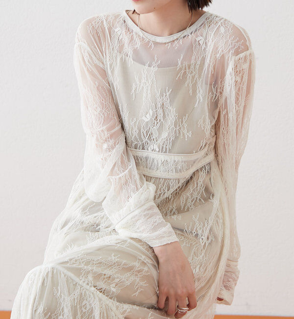  「[森川企画]パイピングレースキャミワンピースSET」|ワンピース|