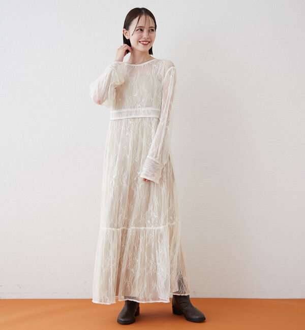  「[森川企画]パイピングレースキャミワンピースSET」|ワンピース|