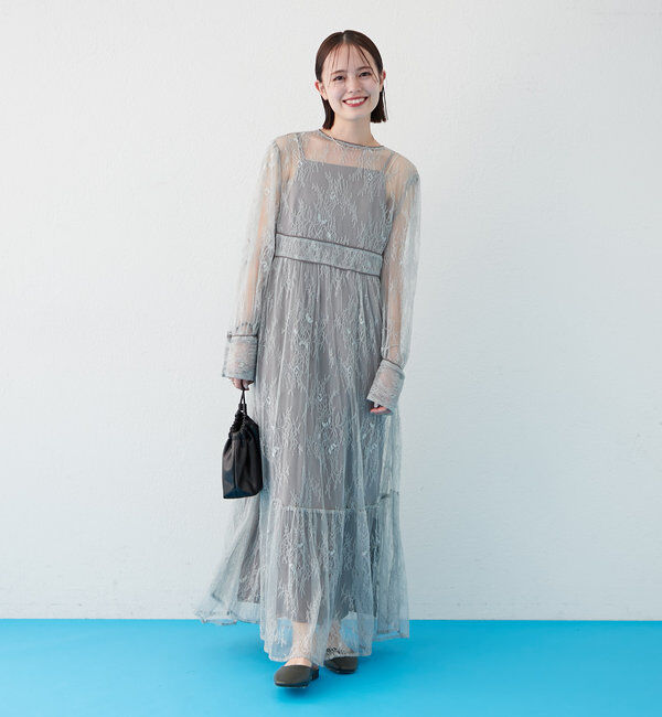  「[森川企画]パイピングレースキャミワンピースSET」|ワンピース|