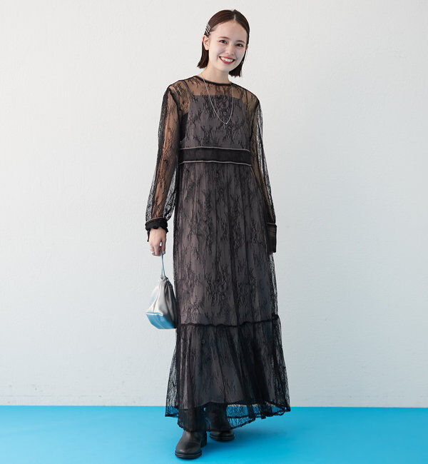  「[森川企画]パイピングレースキャミワンピースSET」|ワンピース|