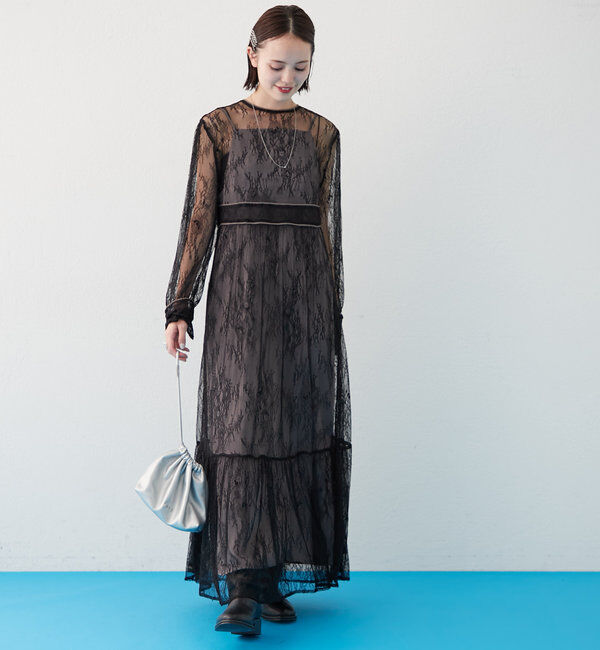  「[森川企画]パイピングレースキャミワンピースSET」|ワンピース|