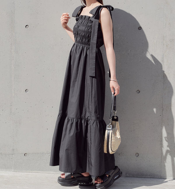  「【WEB限定/REVIVAL】肩リボンマルチwayタンクロングワンピース」|ワンピース|ブラック