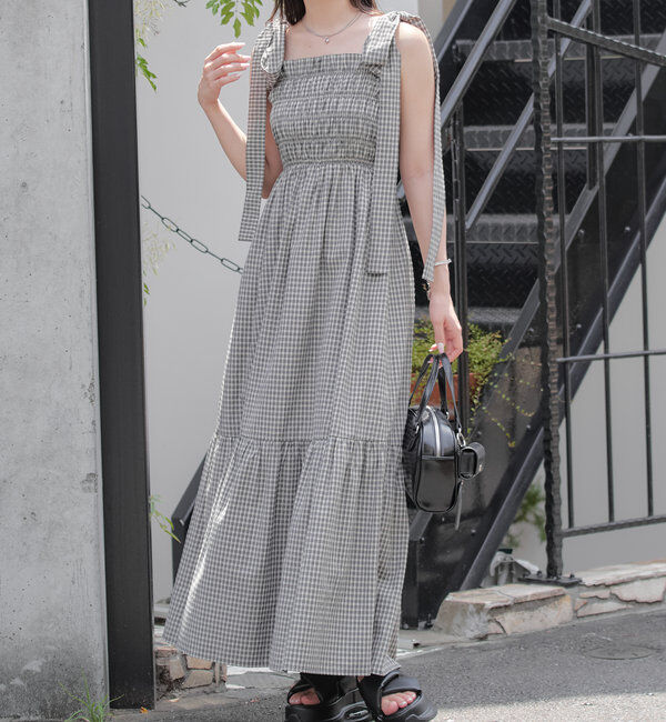  「【WEB限定/REVIVAL】肩リボンマルチwayタンクロングワンピース」|ワンピース|