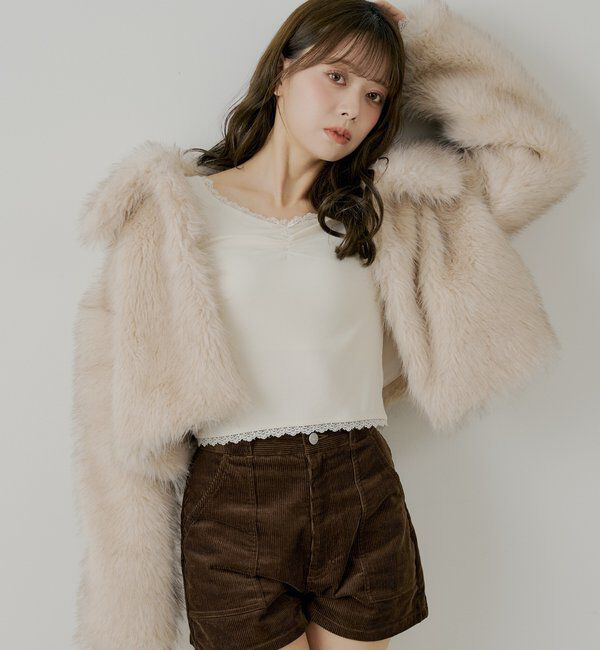  「前後2wayレースギャザーロンT」|Tシャツ・カットソー|