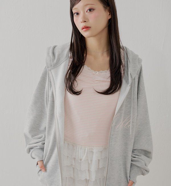  「前後2wayレースギャザーロンT」|Tシャツ・カットソー|