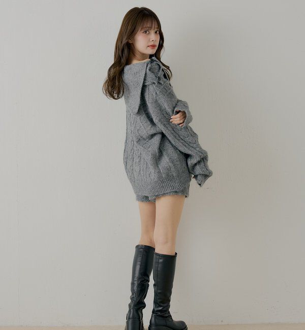  「【セットアップ対応】ケーブルニット+スヌードセット」|ニット・セーター|