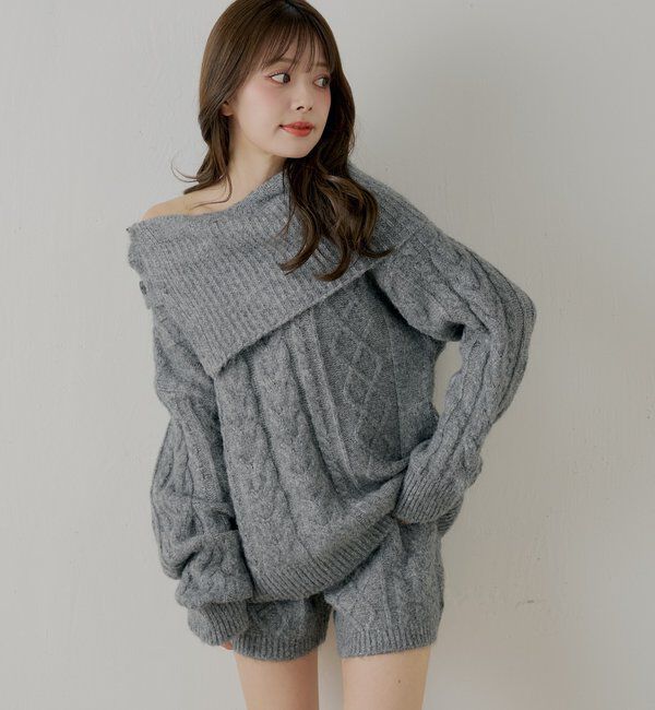  「【セットアップ対応】ケーブルニット+スヌードセット」|ニット・セーター|