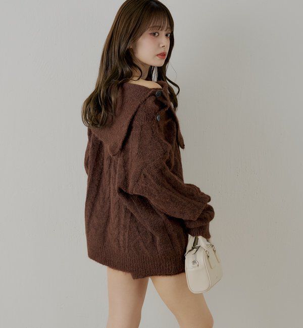  「【セットアップ対応】ケーブルニット+スヌードセット」|ニット・セーター|