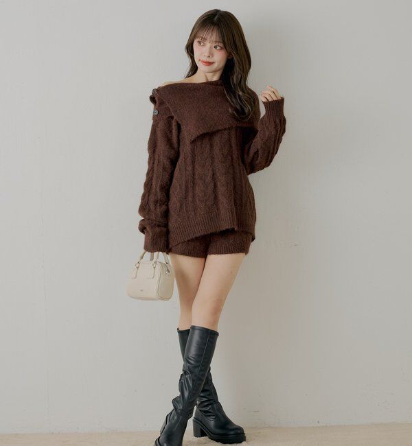  「【セットアップ対応】ケーブルニット+スヌードセット」|ニット・セーター|