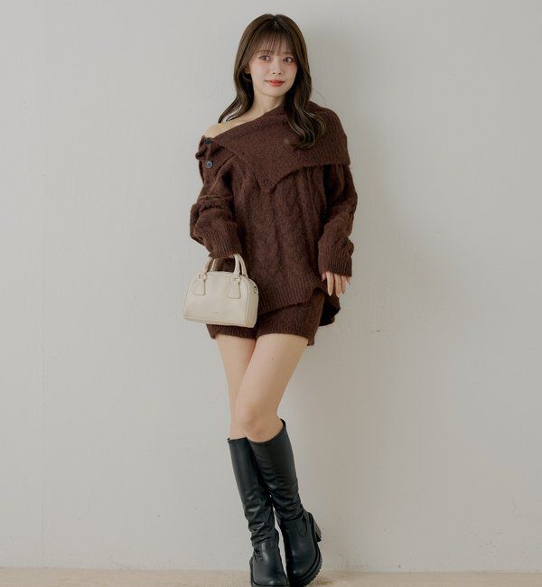  「【セットアップ対応】ケーブルニット+スヌードセット」|ニット・セーター|