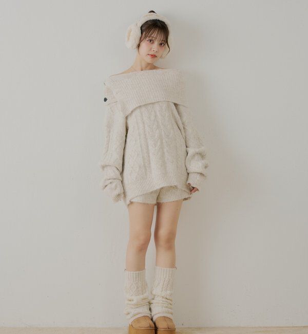  「【セットアップ対応】ケーブルニット+スヌードセット」|ニット・セーター|