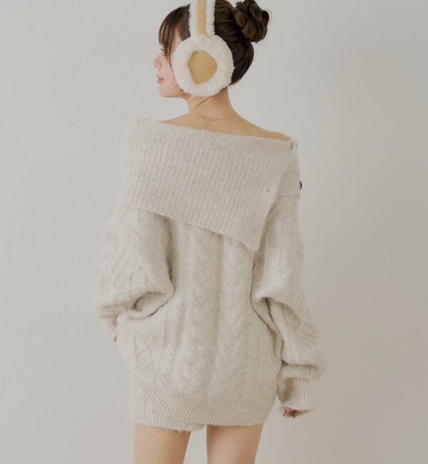  「【セットアップ対応】ケーブルニット+スヌードセット」|ニット・セーター|