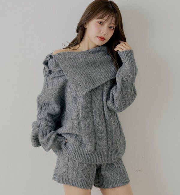  「【セットアップ対応】ケーブルニット+スヌードセット」|ニット・セーター|