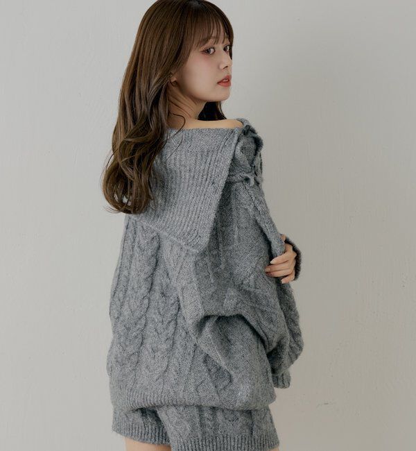  「【セットアップ対応】ケーブルニット+スヌードセット」|ニット・セーター|