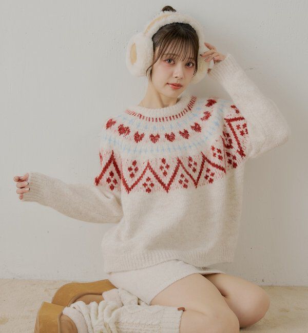  「ハート柄ノルディックニット」|ニット・セーター|