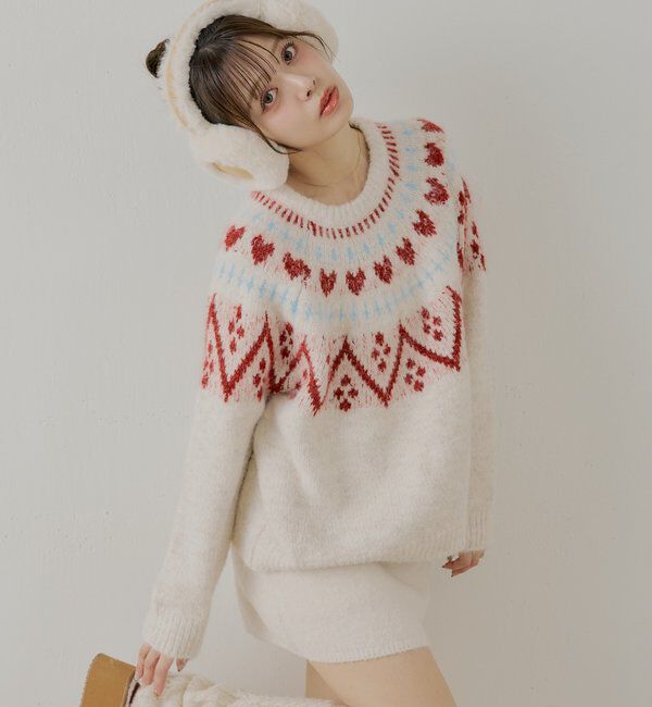  「ハート柄ノルディックニット」|ニット・セーター|